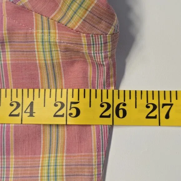 👔 Lands' End No Iron Shirt XL (17-17½)  Pink Yellow Check - Tailored Fit Cotton - Picture 11 of 12